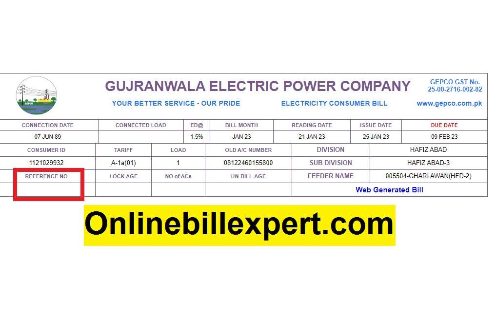 Gepco Online Bill Duplicate Bill Download